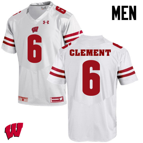 Men Wisconsin Badgers #6 Corey Clement College Football Jerseys-White - Click Image to Close